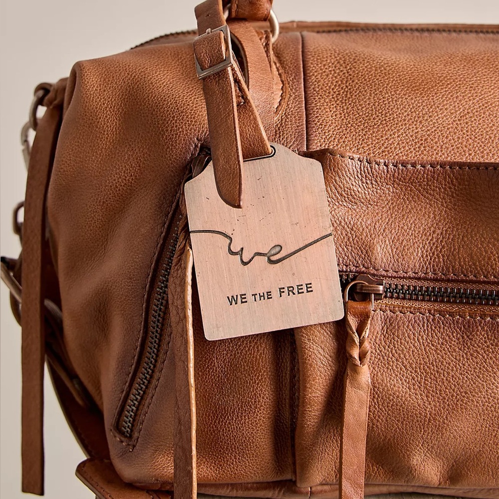 $178! Free People We The Free BABY EMERSON LEATHER TOTE BAG Saddle NEW - Picture 5 of 8